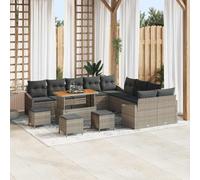Owoxanthellate Lot de 14 canapés de jardin en polyrotin - Gris - Modulaire - Résistant aux intempéries - 110 x 55 x 40/71 cm - Pour terrasse, balcon et jardin