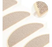 Owoxanthellate Lot de 15 tapis d'escalier semi-circulaires 56 x 17 x 3 cm - Blanc marron - En 100 % polypropylène antidérapant et lavable - Avec ruban adhésif double face pour escaliers modernes en