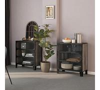 Owoxanthellate Lot de 2 armoires de jardin multi-usages en métal - 72 x 36 x 82 cm - Gris - Robuste - Avec porte en maille - 2 étagères - Charge maximale : 75 kg - Design urbain - Pour cave, couloir