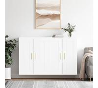 Owoxanthellate Lot de 2 armoires murales en bois - Blanc - 69,5 x 34 x 90 cm - Armoire commode, étroite et peu encombrante - Pour salon, chambre à coucher, couloir