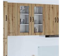 Owoxanthellate Lot de 2 armoires murales en bois de chêne artisanal - 40 x 31 x 80 cm - Avec 6 étagères et 4 portes - Design moderne - Robuste et durable - Pour cuisine, salle à manger, couloir
