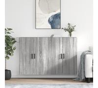 Owoxanthellate Lot de 2 armoires murales en bois - Gris Sonoma - 69,5 x 34 x 90 cm - Design moderne avec poignées - Armoires suspendues robustes - Beaucoup d'espace de rangement pour chambre à coucher
