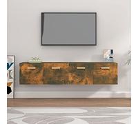 Owoxanthellate Lot de 2 armoires suspendues - 80 x 35 x 36,5 cm - Chêne fumé - 2 armoires murales modernes avec 2 compartiments - Rangement peu encombrant pour salon, couloir, chambre à coucher