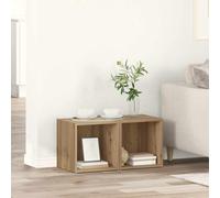 Owoxanthellate Lot de 2 armoires TV montées au mur - Chêne artisanal - 37 x 35 x 37,5 cm - Aspect bois massif - MDF - Avec 4 étagères - Design moderne - Pour salon, chambre, bureau, couloir