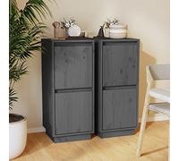 Owoxanthellate Lot de 2 buffets en pin massif et MDF - Gris - 31,5 x 34 x 75 cm - Petite commode robuste avec pieds flottants - Meuble de couloir moderne pour salon et chambre à coucher