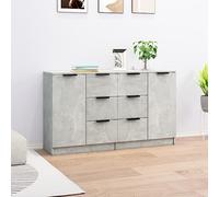 Owoxanthellate Lot de 2 buffets gris béton 60 x 30 x 70 cm en matériau dérivé du bois - Design moderne - Miracle de rangement pour salon, couloir, chambre à coucher