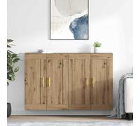 Owoxanthellate Lot de 2 buffets muraux en chêne artisanal, 69,5 x 34 x 90 cm, avec 4 portes, moderne et peu encombrant, pour salon, couloir, chambre à coucher