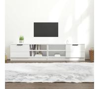Owoxanthellate Lot de 2 buffets TV - Blanc brillant - 80 x 35 x 36,5 cm - En bois - Design moderne - Beaucoup d'espace de rangement pour console DVD - Meuble TV, salon, chambre à coucher, couloir