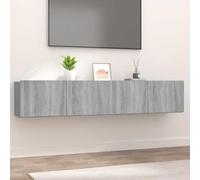 Owoxanthellate Lot de 2 buffets TV - Gris Sonoma - 80 x 30 x 30 cm - En bois - Moderne - Avec portes rabattables - Pour montage mural ou debout - Dans le salon, la chambre à coucher, le couloir