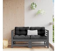 Owoxanthellate Lot de 2 canapés d'angle de jardin modulaires 63,5 x 63,5 x 60 cm en pin massif avec coussin Oxford, mini canapé d'extérieur peu encombrant pour balcon, terrasse et jardin d'hiver