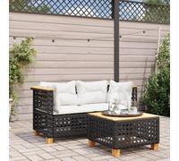 Owoxanthellate Lot de 2 canapés de jardin en polyrotin noir - 127 x 63,5 x 62 cm - Avec coussins blanc crème - Design moderne - Durable et confortable - Pour balcon, terrasse et jardin d'hiver