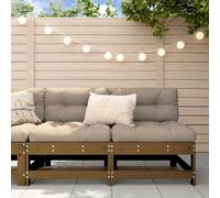 Owoxanthellate Lot de 2 canapés de jardin - Marron miel - 62 cm - En pin massif - Avec coussins Oxford taupes - Mini canapé peu encombrant - Pour balcon, terrasse, jardin d'hiver