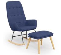 Owoxanthellate Lot de 2 chaises à bascule avec repose-pieds en tissu bleu | Fauteuil rembourré confortable avec repose-pieds pour salon et chambre à coucher, mouvement de balançoire doux et pieds en
