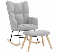 Owoxanthellate Lot de 2 chaises à bascule avec repose-pieds Gris nuage | Fauteuil rembourré confortable avec repose-pieds pour salon et chambre à coucher, balançoire douce jusqu'à 110 kg.