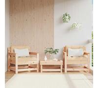 Owoxanthellate Lot de 2 chaises de jardin en bois de pin massif avec coussins beiges 70 x 62 x 70 cm - Lattes design - Petit canapé d'extérieur pour jardin, balcon, terrasse, jardin d'hiver