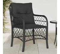 Owoxanthellate Lot de 2 chaises de jardin en rotin synthétique noir avec coussins épais - 58,5 x 67 x 86 cm - Résistant aux intempéries, peu encombrant, pour balcon, terrasse, camping