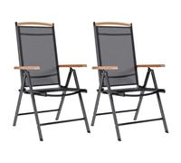 Owoxanthellate Lot de 2 chaises de jardin pliantes en aluminium à dossier haut - Noir - 58 x 65 x 109 cm - Dossier réglable sur 7 positions - Résistant aux intempéries - Léger - Pour l'extérieur