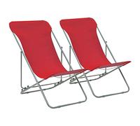 Owoxanthellate Lot de 2 chaises de jardin pliantes - Rouge - 75 x 57 x 99 cm - En acier et Oxford 600D - 3 positions réglables - Peu encombrantes - Pour balcon, camping, jardin