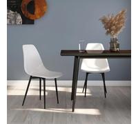 Owoxanthellate Lot de 2 chaises de salle à manger, blanc, 46 x 52 x 84 cm, en polypropylène moderne, avec cadre en métal, faciles à nettoyer, pour cuisine, salon, salle à manger