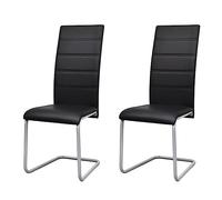 Owoxanthellate Lot de 2 chaises de salle à manger cantilever - En cuir synthétique - Noir - 41 x 52,5 x 102,5 cm - Dossier haut - Structure en acier - Design moderne - Robuste et durable - Pour