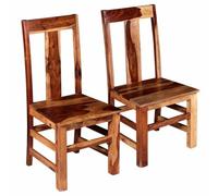 Owoxanthellate Lot de 2 chaises de salle à manger en acacia massif marron miel - 44 x 54 x 100 cm - Design maison de campagne moderne - Robuste et confortable - Pour cuisine, salle à manger et salon