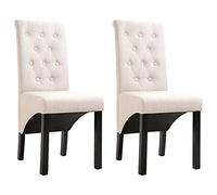 Owoxanthellate Lot de 2 chaises de salle à manger - En tissu crème - Pieds en bois d'hévéa - 42 x 57 x 95 cm - Design moderne - Rembourrage confortable - Robuste - Pour cuisine, salle à manger, salon