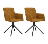 Owoxanthellate Lot de 2 chaises de salle à manger pivotantes en velours marron - Chaises rembourrées avec accoudoirs et pieds en métal - Chaise de cuisine rétro rotative à 360 degrés pour salle à