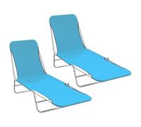 Owoxanthellate Lot de 2 chaises longues pliantes 55 x 182 x 24 cm en acier Oxford 600D bleu réglable pour jardin, balcon, camping
