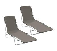 Owoxanthellate Lot de 2 chaises longues pliantes - Gris - 56 x 182 x 24,5 cm - Acier Oxford 600D - Dossier réglable jusqu'à 120 kg - Résistant aux intempéries - Peu encombrant - Pour jardin, balcon