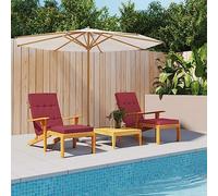 Owoxanthellate Lot de 2 coussins pour chaise longue, 180 x 55 x 7 cm, bordeaux, tissu Oxford, imperméable, fibre de mousse, antidérapants, pour chaise de jardin, balcon et piscine