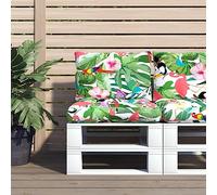 Owoxanthellate Lot de 2 coussins pour chaises de jardin Oxford - 60 x 61,5 x 10 cm - Multicolore - Imprimé floral - Coussins d'extérieur - Résistant aux intempéries - Pour balcon, terrasse et salon