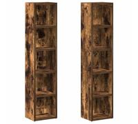 Owoxanthellate Lot de 2 étagères à CD fines en bois chêne fumé avec 5 compartiments pour CD, DVD, Blu-ray, étagère multimédia pour salon, 21 x 16 x 93,5 cm
