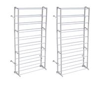 Owoxanthellate Lot de 2 étagères à chaussures en plastique blanc avec entretoises en métal 72 x 20 x 140 cm 40 paires de chaussures peu encombrantes sans outils Montage pour couloir, chambre à coucher