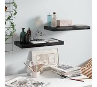 Owoxanthellate Lot de 2 étagères en MDF en nid d'abeille 50 x 23 x 3,8 cm - Noir brillant - Cadre en métal - Montage invisible - Charge maximale : 7 kg - Pour salon, chambre à coucher, couloir, bureau