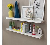 Owoxanthellate Lot de 2 étagères flottantes, en MDF, blanches, 100 x 20 cm, pour mur, cuisine et salon, moderne, peu encombrant, montage invisible, pour livres, décoration en vinyle