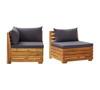 Owoxanthellate Lot de 2 meubles de jardin - 68 x 68 x 60 cm - En bois d'acacia - Résistant aux intempéries - Gris foncé - Module central d'angle - Peu encombrant - Pour terrasse, balcon, jardin