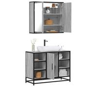 Owoxanthellate Lot de 2 meubles de salle de bain - Gris Sonoma - 65 x 20 x 60 cm et 80 x 33 x 60 cm - Structure métallique - Design moderne - Compact - Pour petites salles de bains et WC d'invités