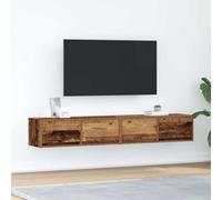 Owoxanthellate Lot de 2 meubles TV en bois recyclé - 80 x 31 x 25,5 cm - Avec 2 tiroirs - Étagère murale - Peu encombrant - Robuste et durable - Pour salon, chambre à coucher