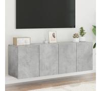 Owoxanthellate Lot de 2 meubles TV gris béton - 60 x 30 x 41 cm - Support mural - Design moderne et peu encombrant - Pour salon, chambre à coucher, couloir