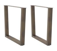 Owoxanthellate Lot de 2 pieds de table à manger en forme de V - En acier naturel - 90 x 72-73,3 cm - Revêtement par pulvérisation - Hauteur réglable - Pour cuisine, salle à manger, bureau