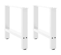 Owoxanthellate Lot de 2 pieds de table basse - Blanc - 60 x 42-43 cm - Acier revêtu par pulvérisation - Design géométrique moderne - Pieds de nivellement réglables - Pieds de table robustes pour salon