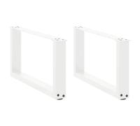 Owoxanthellate Lot de 2 pieds de table basse en forme de U - Blanc - 60 x (30-31) cm - Acier revêtu par pulvérisation - Pieds de nivellement réglables - Design moderne - Charge maximale robuste - Pour