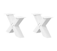Owoxanthellate Lot de 2 pieds de table basse en forme de X - En acier - Hauteur réglable - À monter soi-même - Blanc - 60 x 30-31 cm
