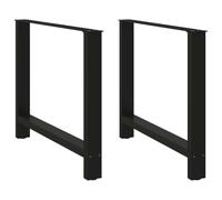 Owoxanthellate Lot de 2 pieds de table de salle à manger - Noir - 90 x 73 cm - En acier revêtu par pulvérisation - Avec réglage de la hauteur - Design carré moderne - Robuste et durable - Pour cuisine