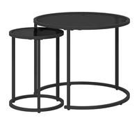 Owoxanthellate Lot de 2 tables basses gigognes - 55 x 55 cm - Cadre en acier noir - Design moderne - Robuste et peu encombrant - Pour salon, terrasse, balcon