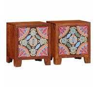 Owoxanthellate Lot de 2 tables de chevet - 40 x 30 x 45 cm - En acacia massif avec finition miel - Design moderne - Pieds en bois robuste - Grand espace de rangement pour chambre à coucher, salon