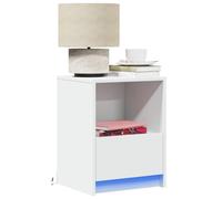 Owoxanthellate Lot de 2 tables de chevet avec éclairage LED RVB - Blanc - 38 x 34 x 50 cm - Table de chevet moderne avec tiroir - Pour chambre à coucher, salon, couloir