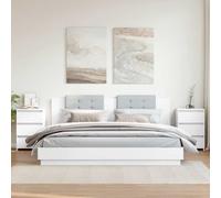 Owoxanthellate Lot de 2 tables de chevet en bois - Blanc - 40 x 35 x 62,5 cm - Table d'appoint moderne avec 3 tiroirs - Commode robuste pour montage mural - Chambre à coucher, couloir et salon