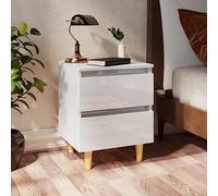 Owoxanthellate Lot de 2 tables de chevet en bois de pin - 40 x 35 x 50 cm - Blanc brillant - Design scandinave moderne - Commode en bois robuste - Espace de rangement pour chambre à coucher et couloir