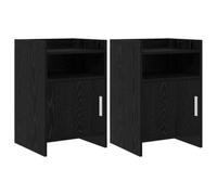 Owoxanthellate Lot de 2 tables de chevet en chêne noir 40 x 36 x 60 cm | Table de chevet pratique Duo pour chambre à coucher avec compartiment, porte et poignées en métal pour un rangement bien